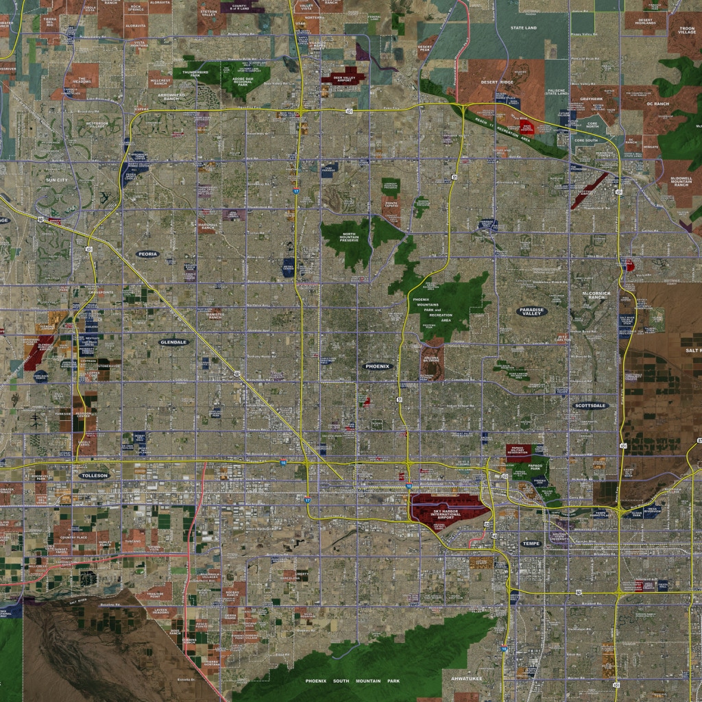 Phoenix (Expanded) - Aerial Wall Mural - Landiscor Real Estate Mapping