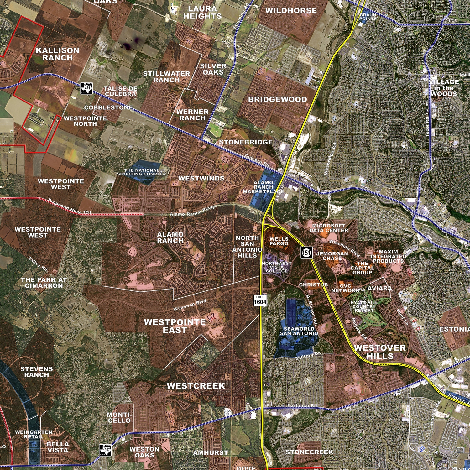 San Antonio Standard Aerial Wall Mural Landiscor Real Estate Mapping
