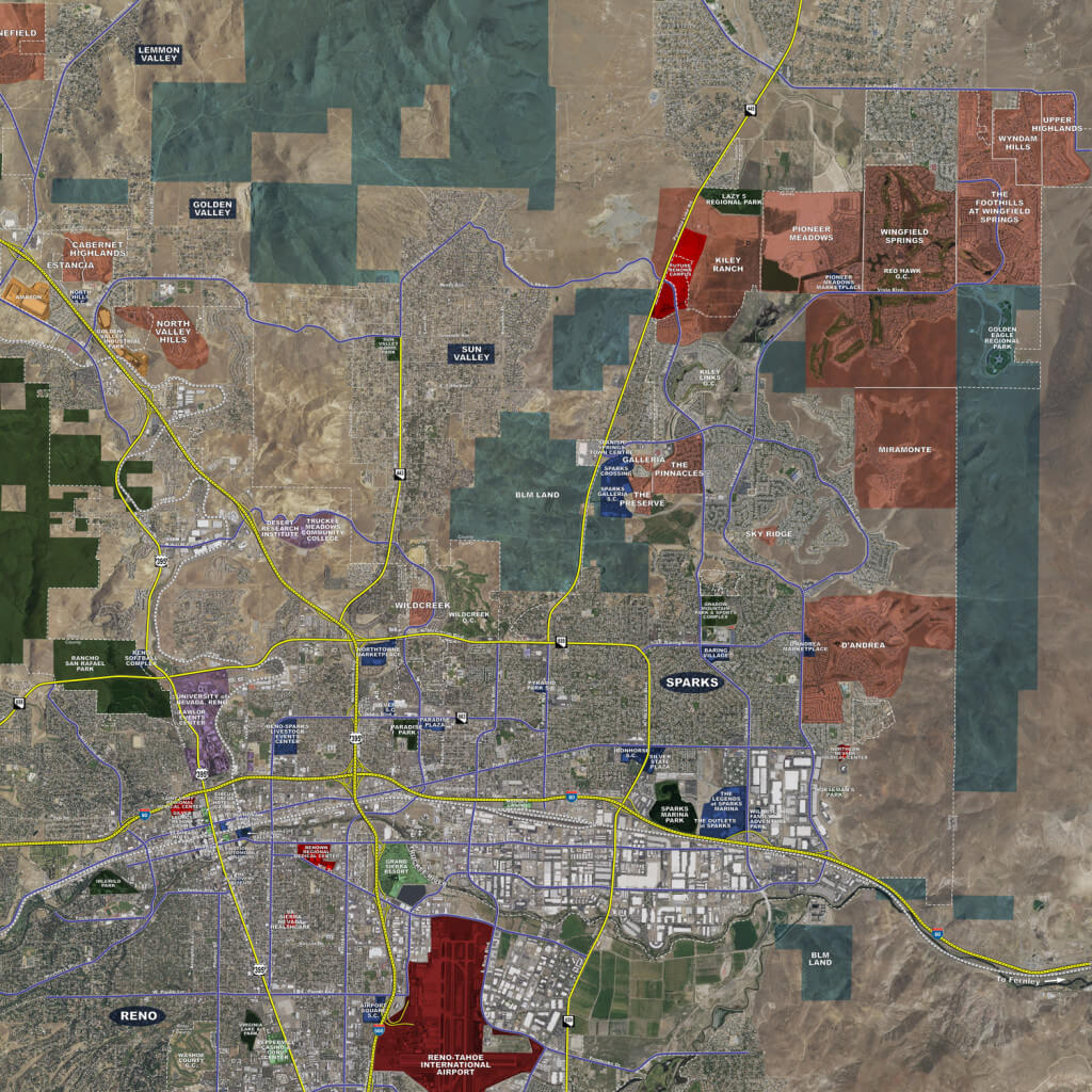 Reno - Rolled Aerial Map - Landiscor Real Estate Mapping