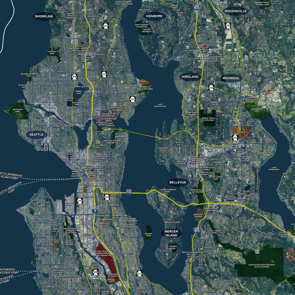 Seattle - Rolled Aerial Map - Landiscor Real Estate Mapping