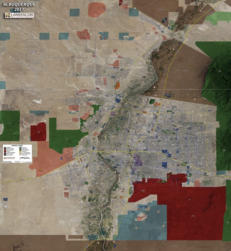 Albuquerque - Aerial Wall Mural - Landiscor Real Estate Mapping