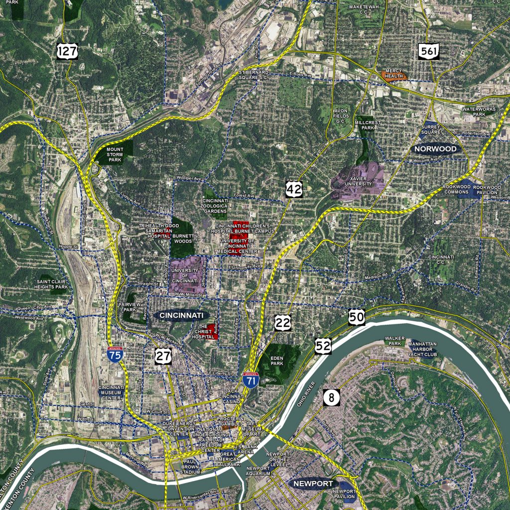 Cincinnati Aerial Wall Mural Landiscor Real Estate Mapping