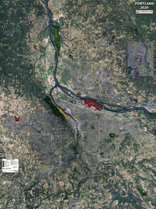 Aerial Wall Map Mural – Portland