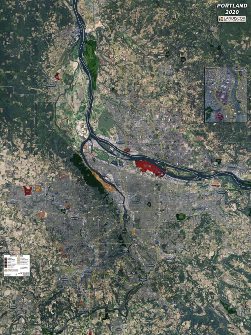 Rolled Aerial Map – Portland