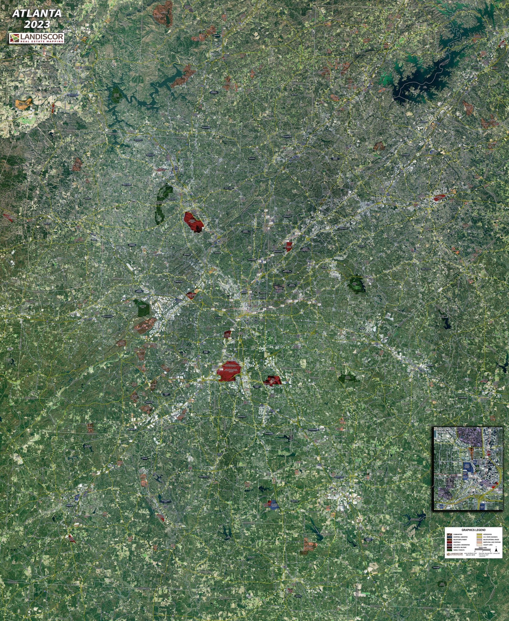 Rolled Aerial Map - Atlanta
