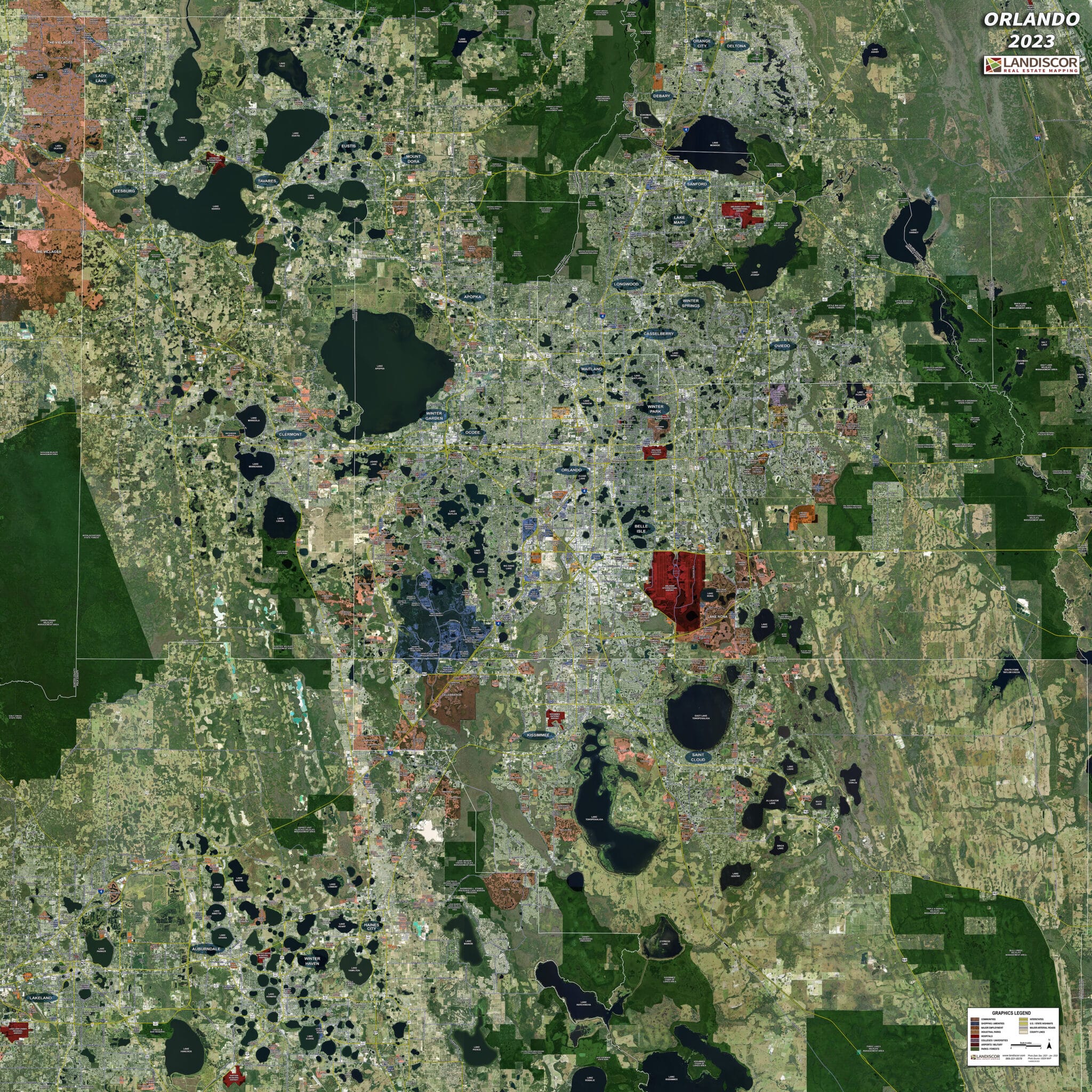 Aerial Wall Map Mural - Orlando