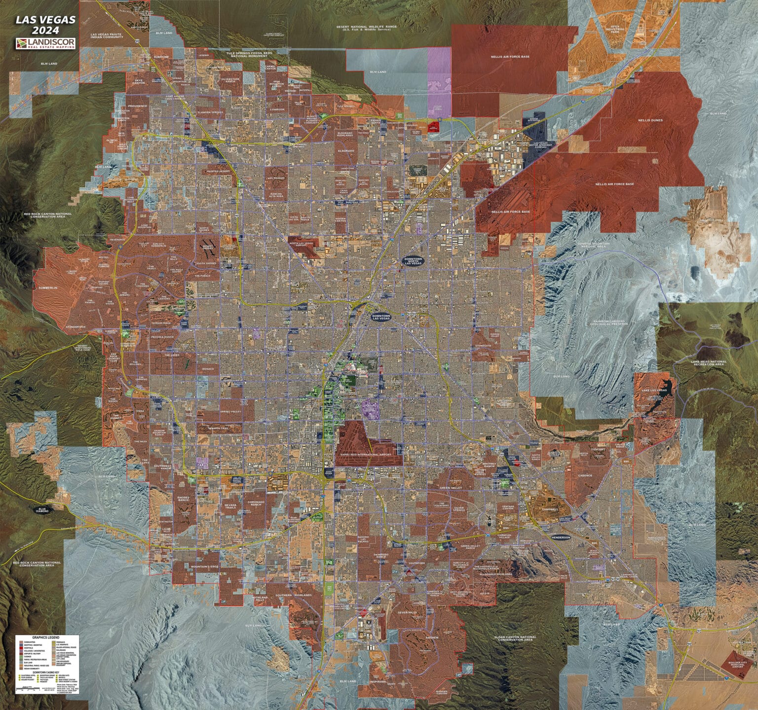 Las Vegas Rolled Aerial Map Landiscor Real Estate Mapping 7771