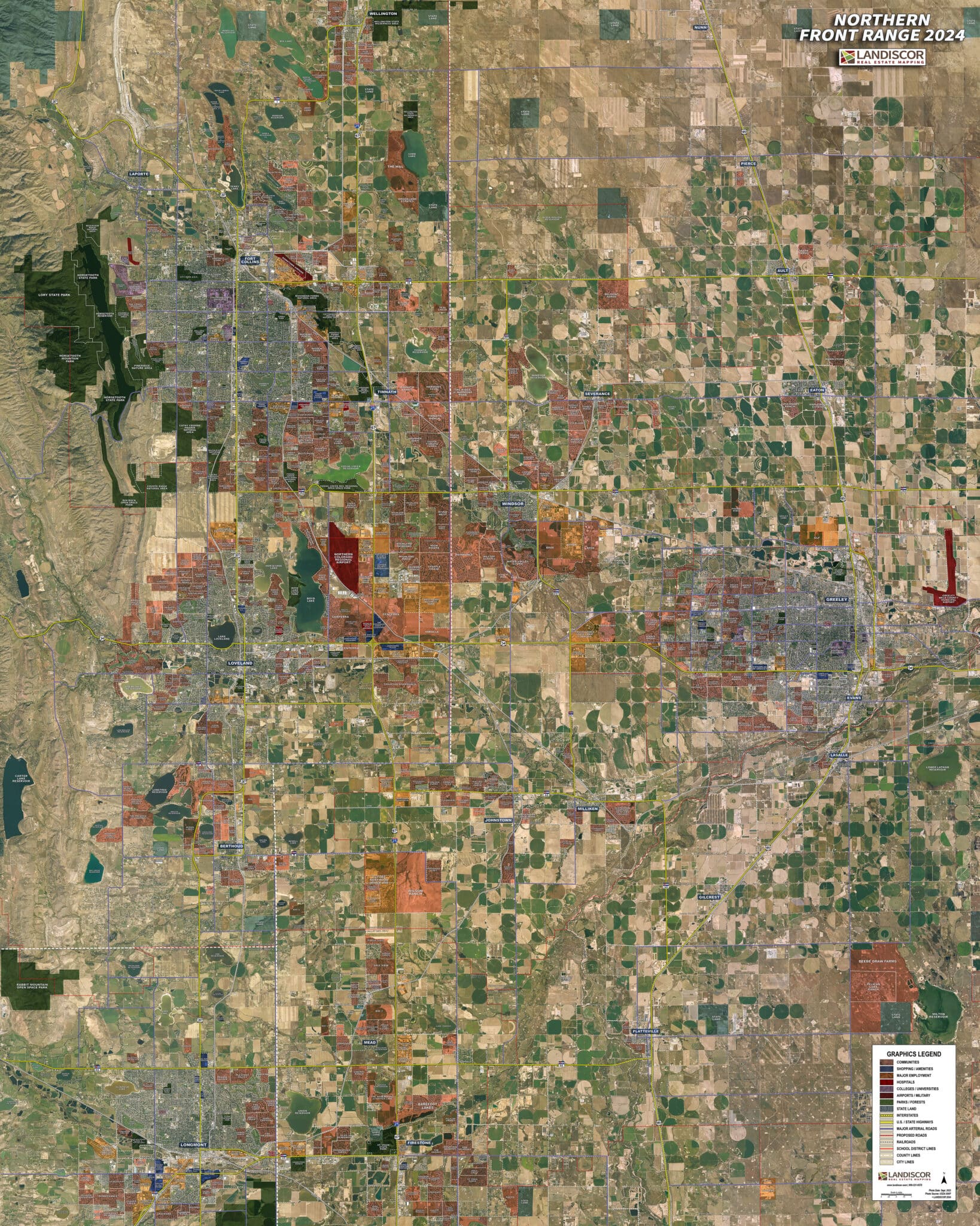 Aerial Wall Map Mural - Northern Front Range