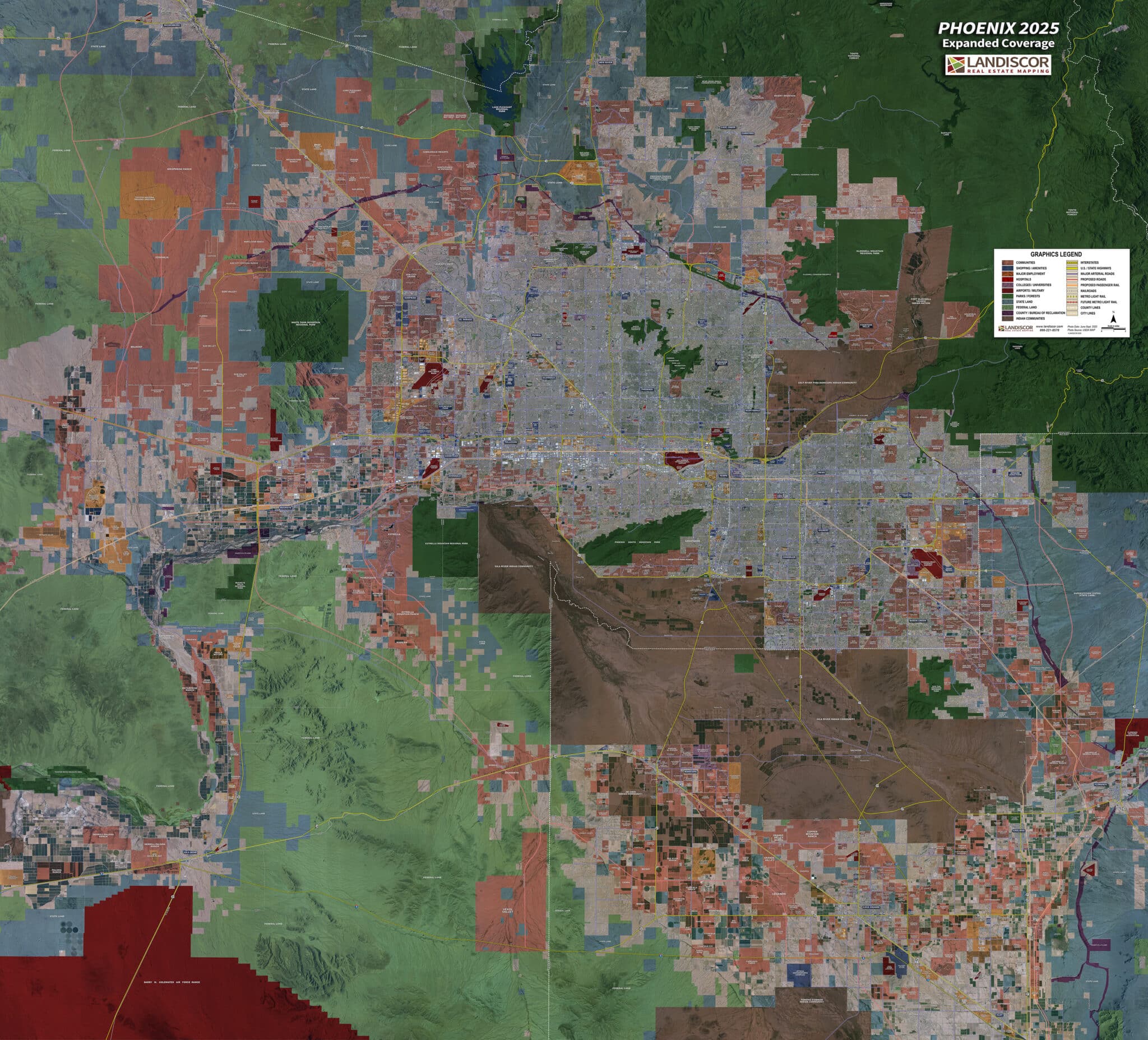 Aerial Wall Map Mural - Phoenix Expanded