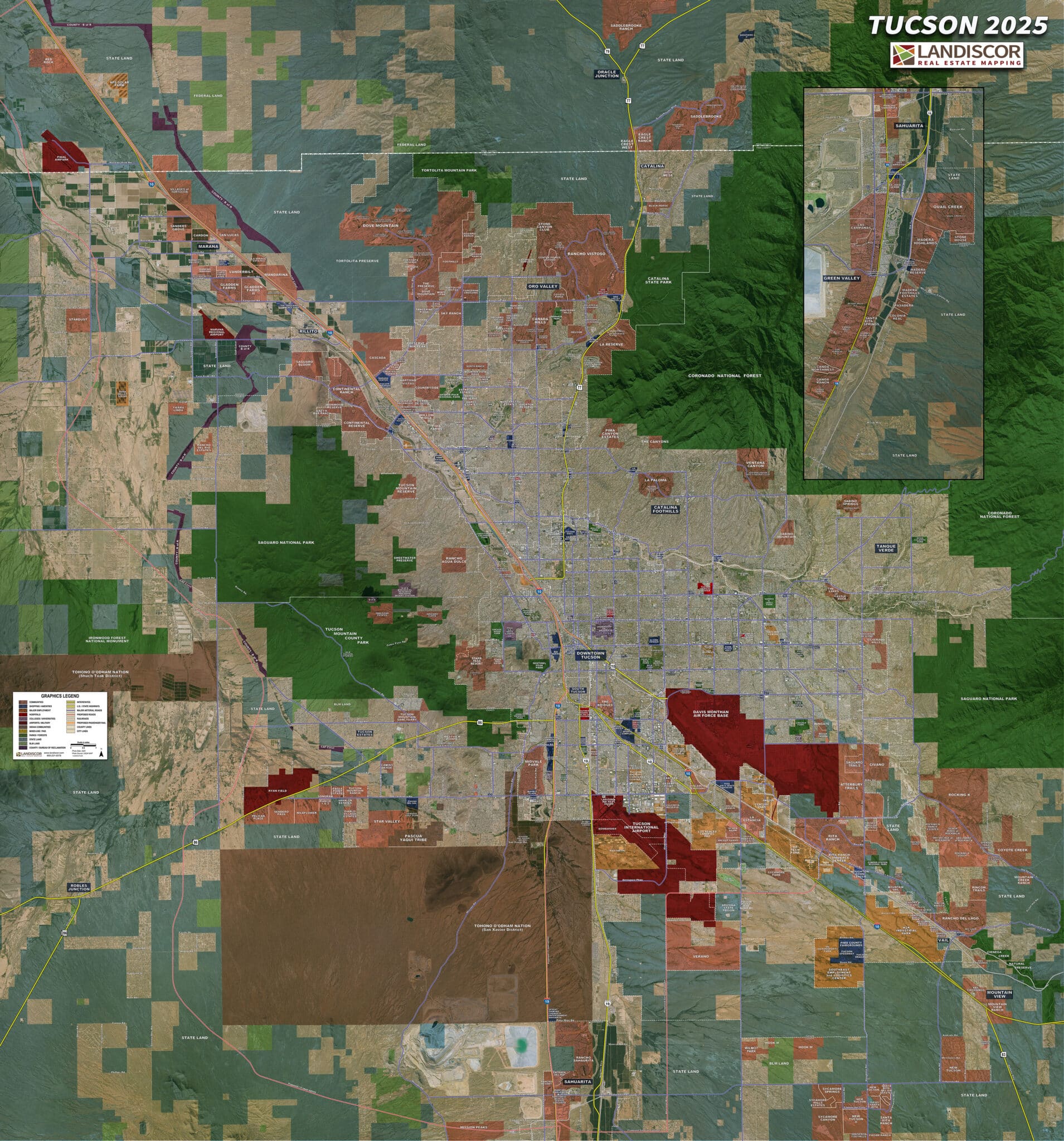 Rolled Aerial Map - Tucson