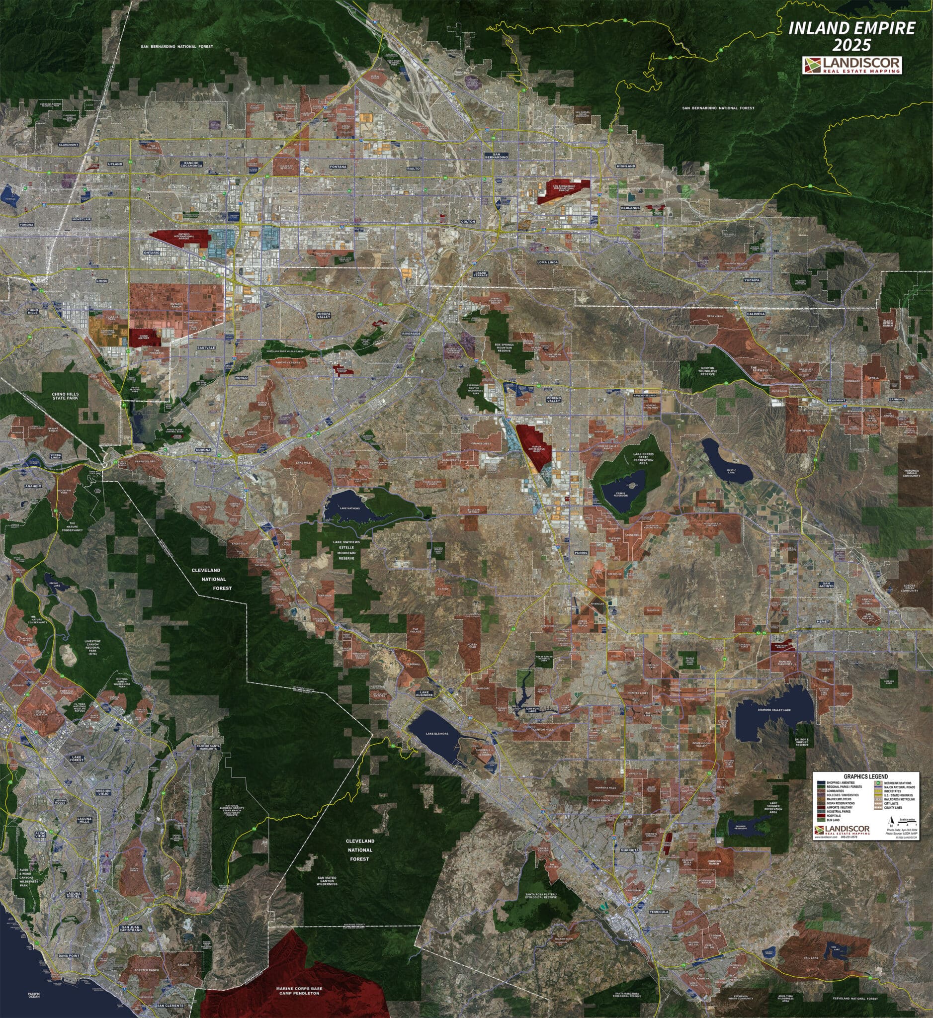 Rolled Aerial Map - Inland Empire