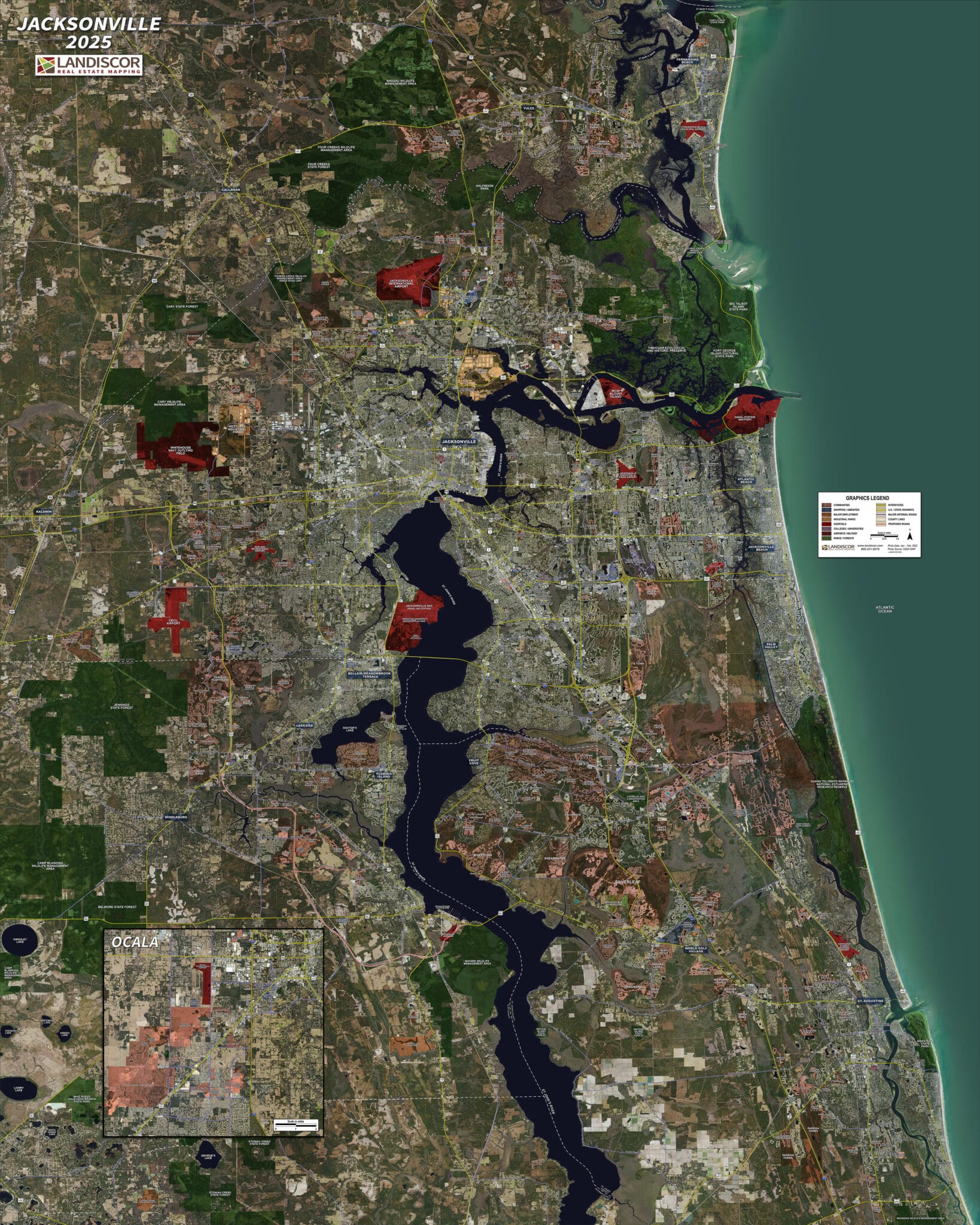 Rolled Aerial Map - Jacksonville