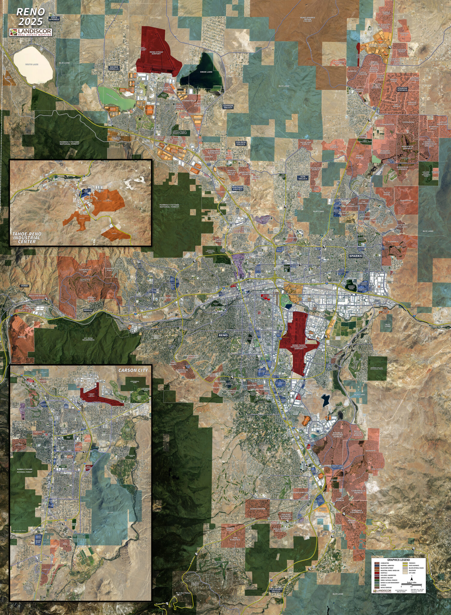 Aerial Wall Map Mural - Reno