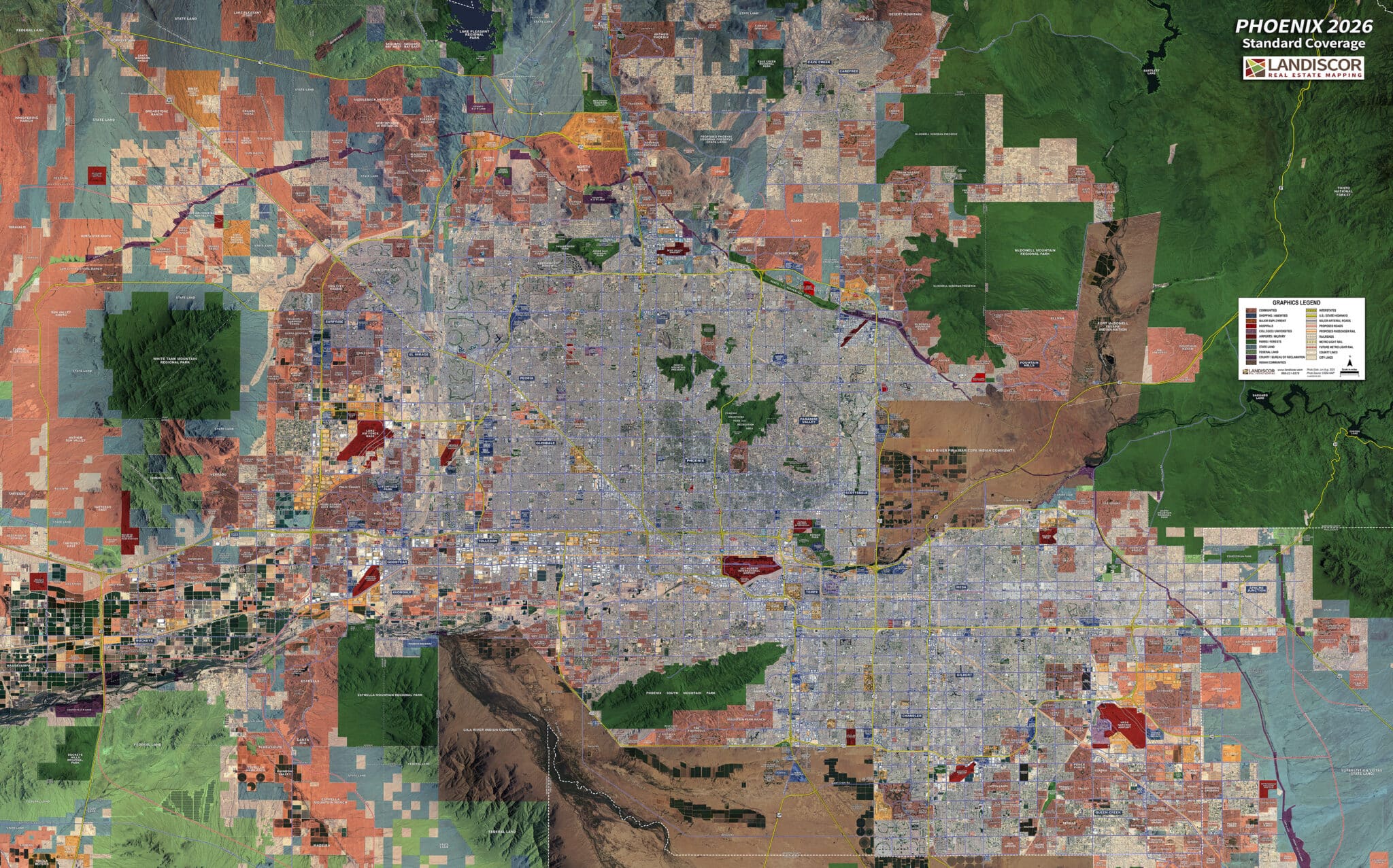Rolled Aerial Map - Phoenix Standard