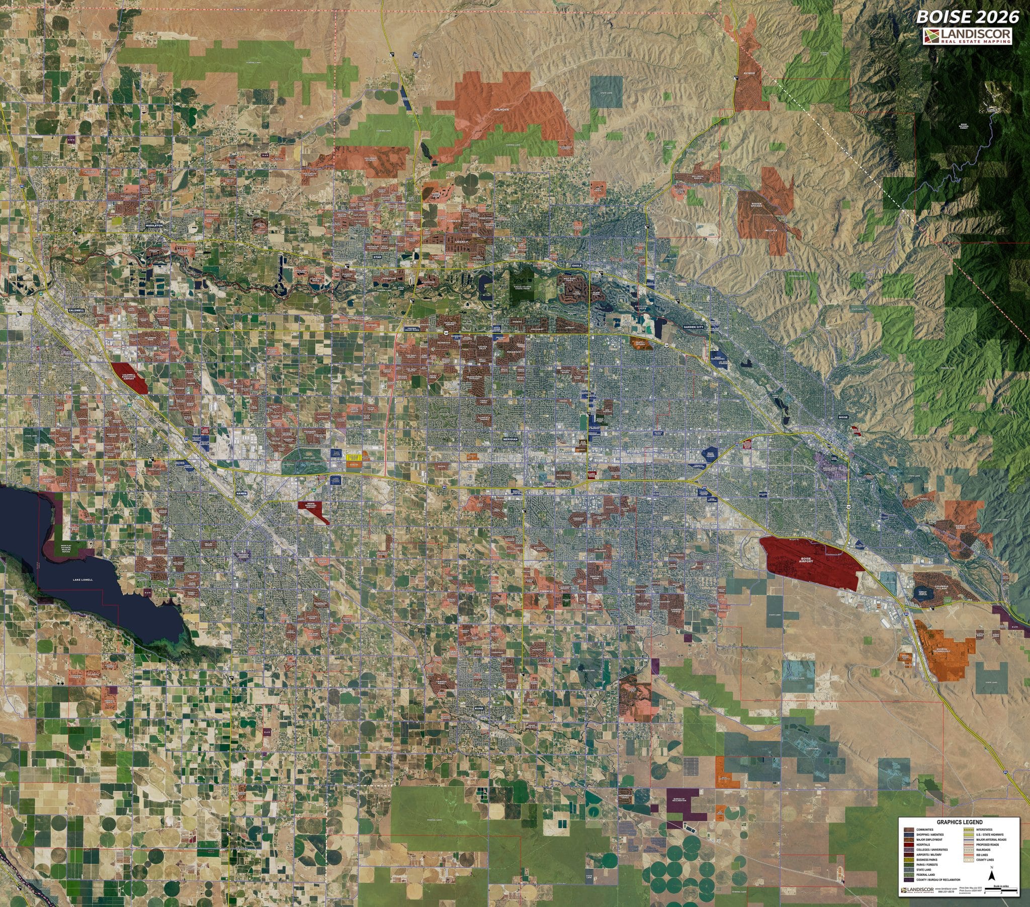 Aerial Wall Map Mural - Boise