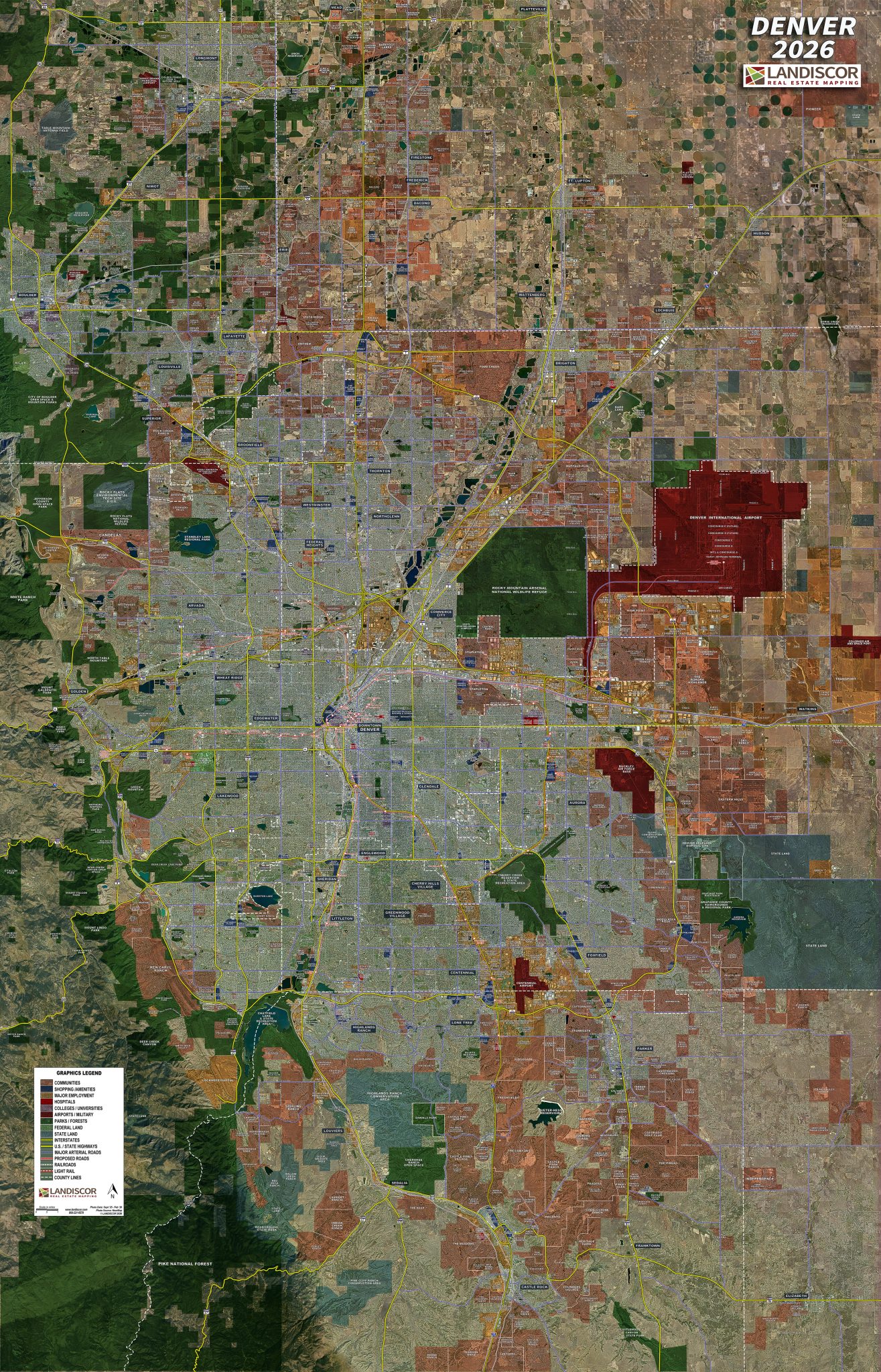 Aerial Wall Map Mural - Denver