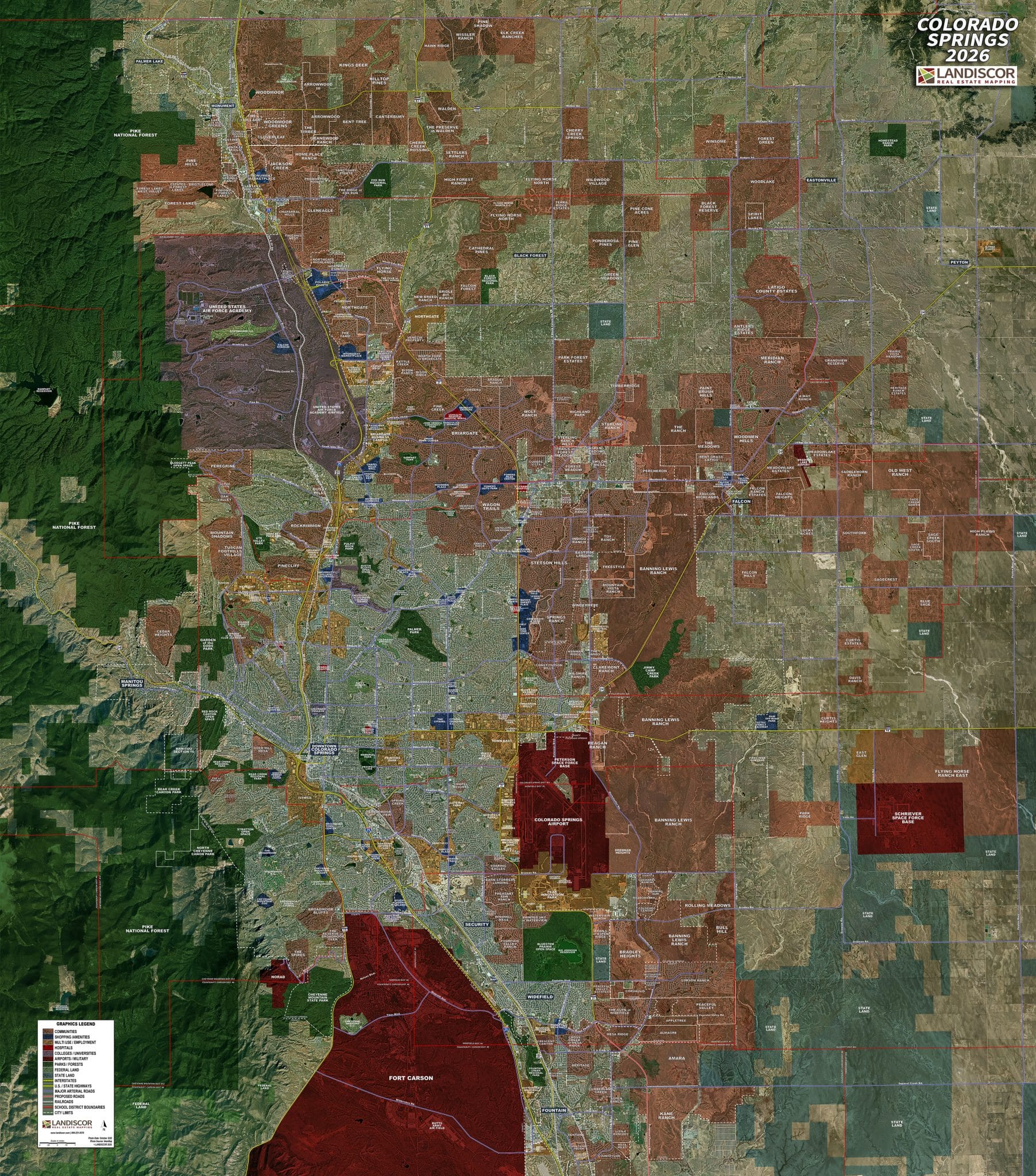 Rolled Aerial Map - Colorado Springs