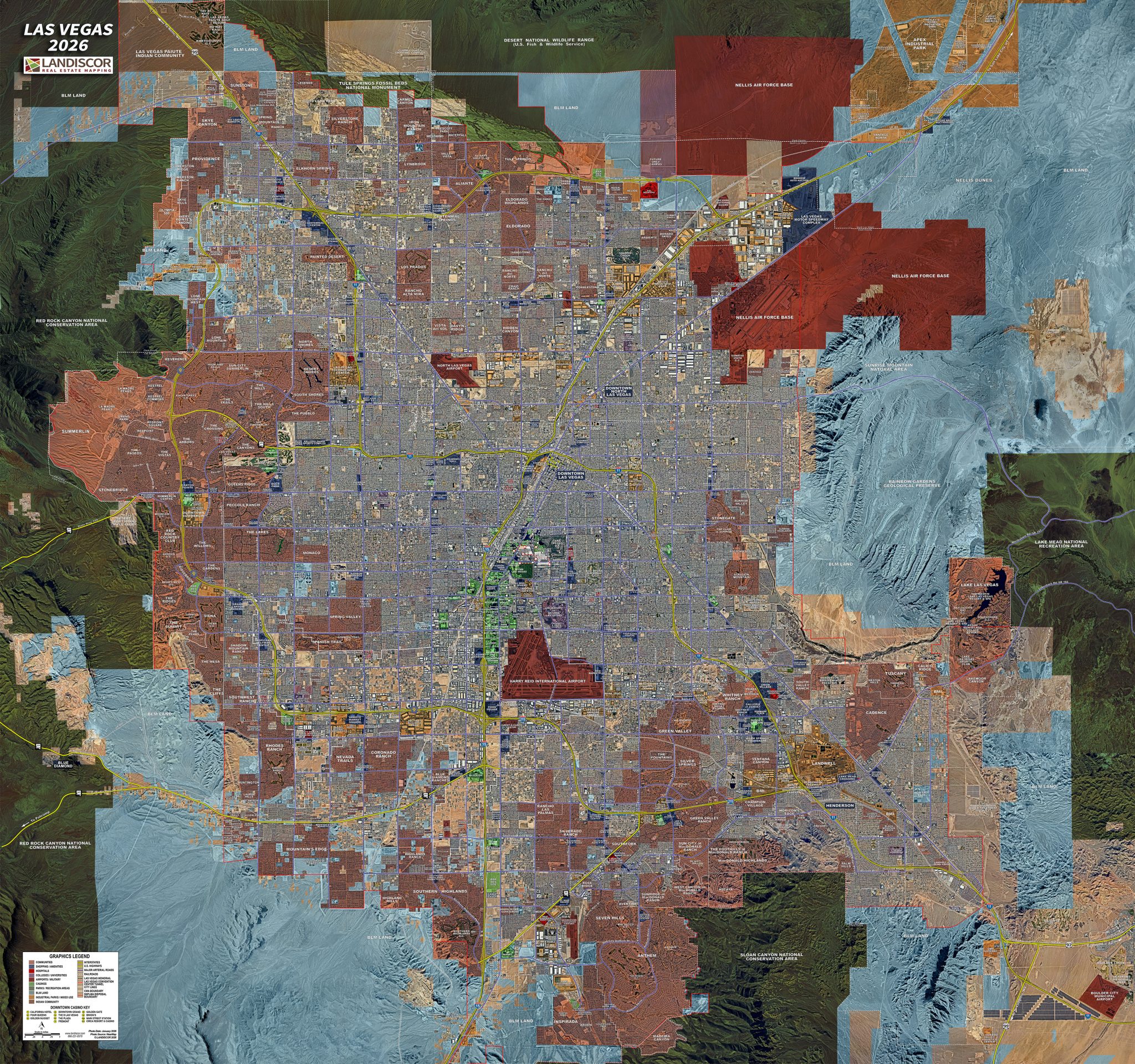 Rolled Aerial Map - Las Vegas